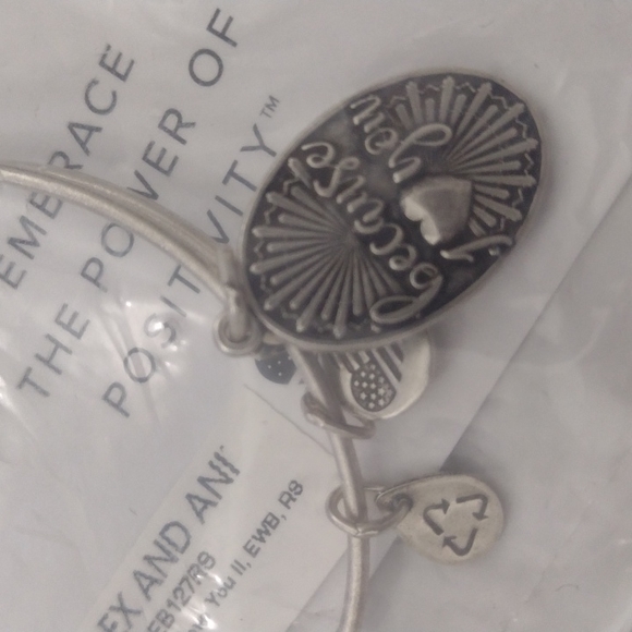 Alex and Ani Jewelry - Alex and Ani Because I Love you silver charm bracelet adjustable Bangle NWT